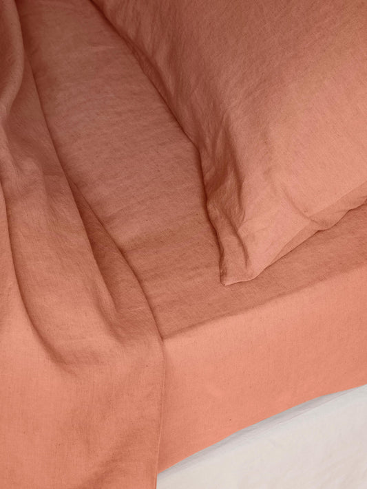 Warm Clay 100% Linen Fitted Sheet