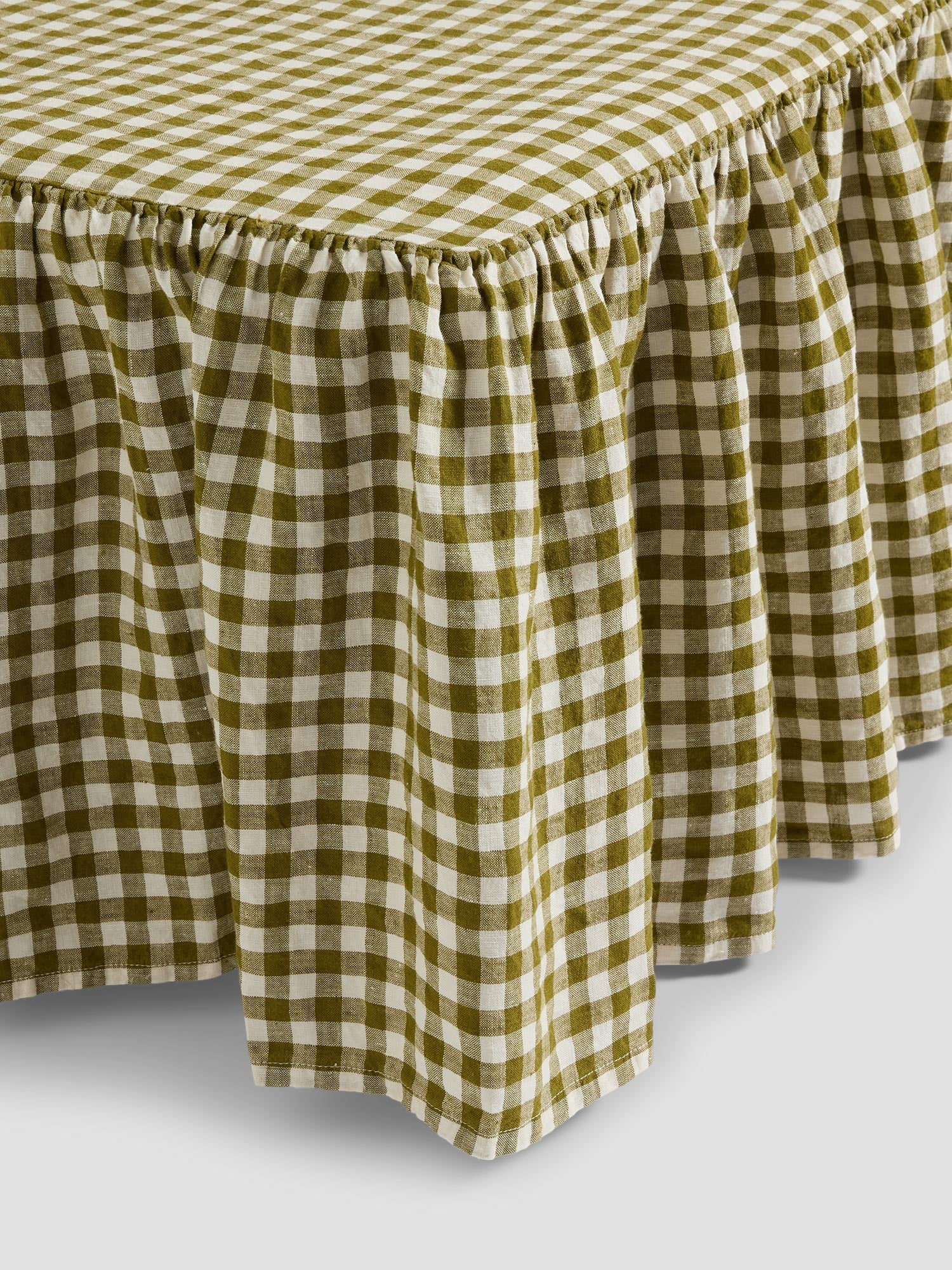 Botanical Green Gingham 100% Linen Valance