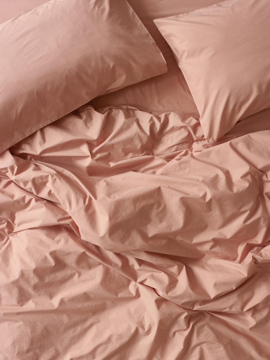 Blush Pink Washed Cotton Percale Duvet Cover