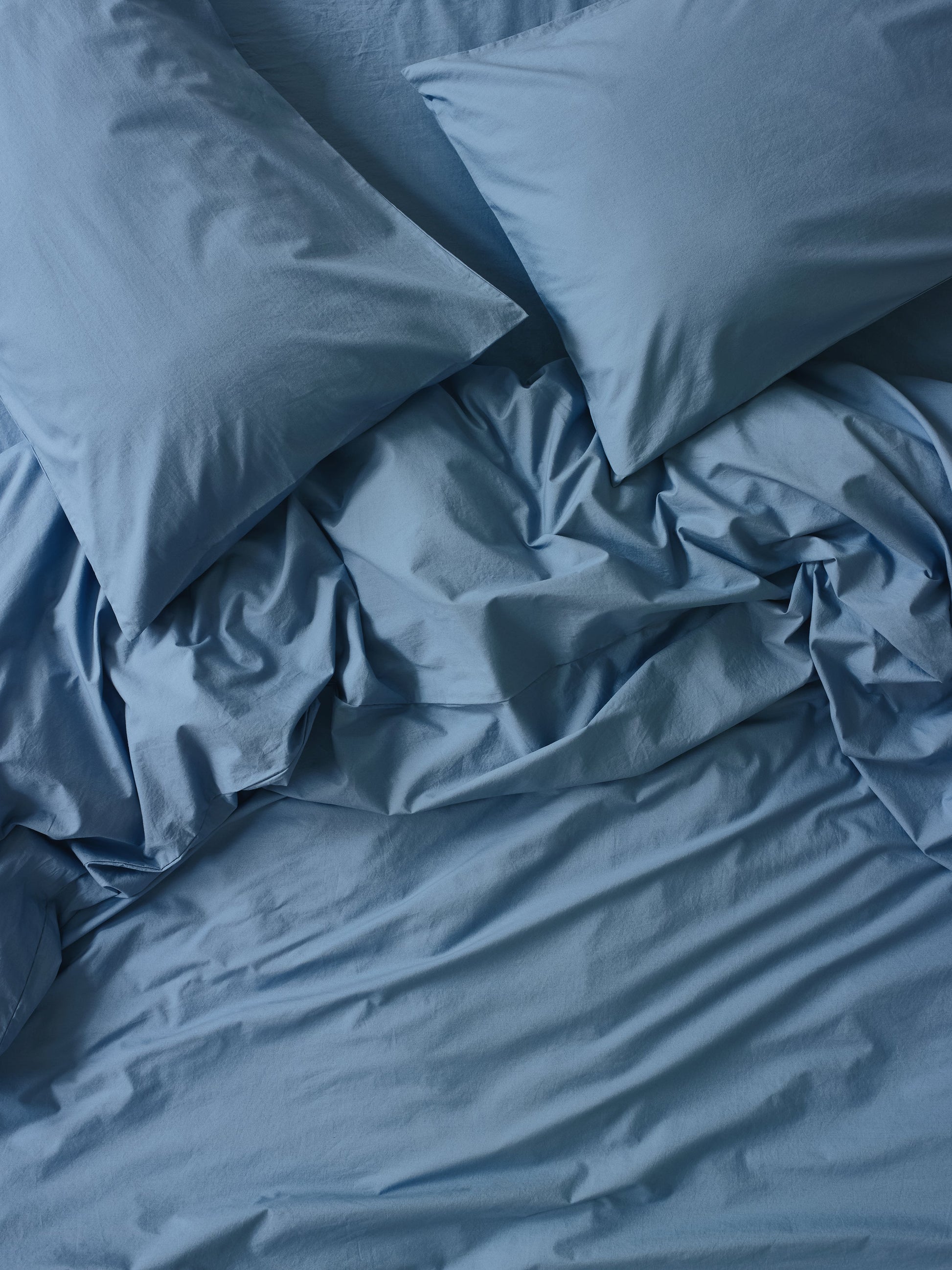 Cove Blue Washed Cotton Percale Pillowcases (Pair)