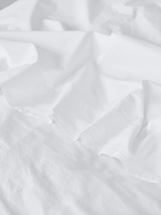 White Washed Cotton Percale Flat Sheet
