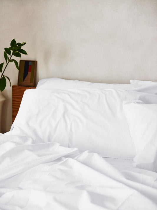 White Washed Cotton Percale Pillowcases (Pair)
