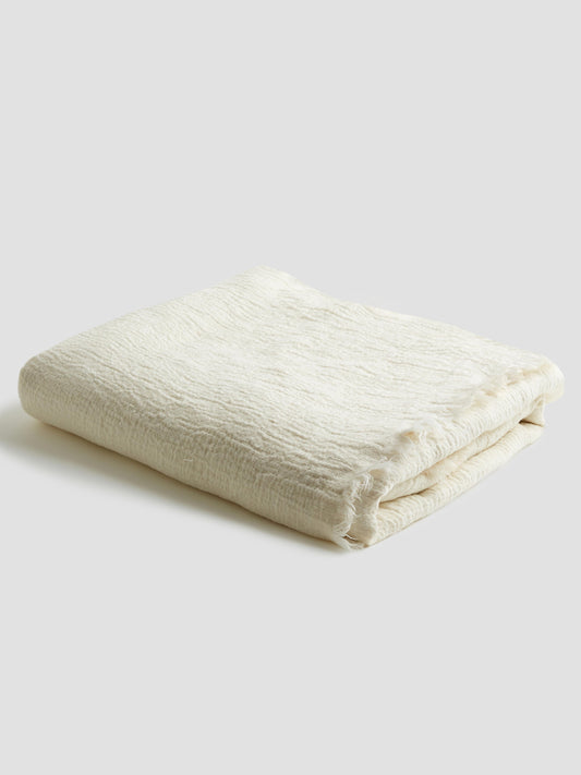 Cream Linen Crinkle Throw
