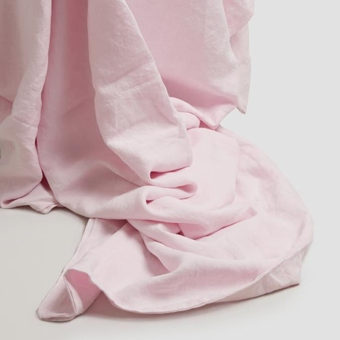 Blush Pink Linen Fitted Sheet - Piglet in Bed