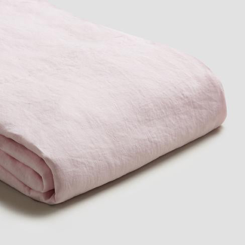 Blush Pink Linen Flat Sheet - Piglet in Bed