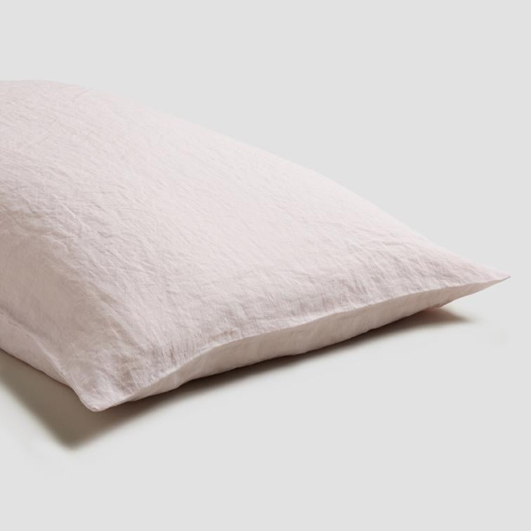 Blush Pink Linen Pillowcases - Piglet in Bed
